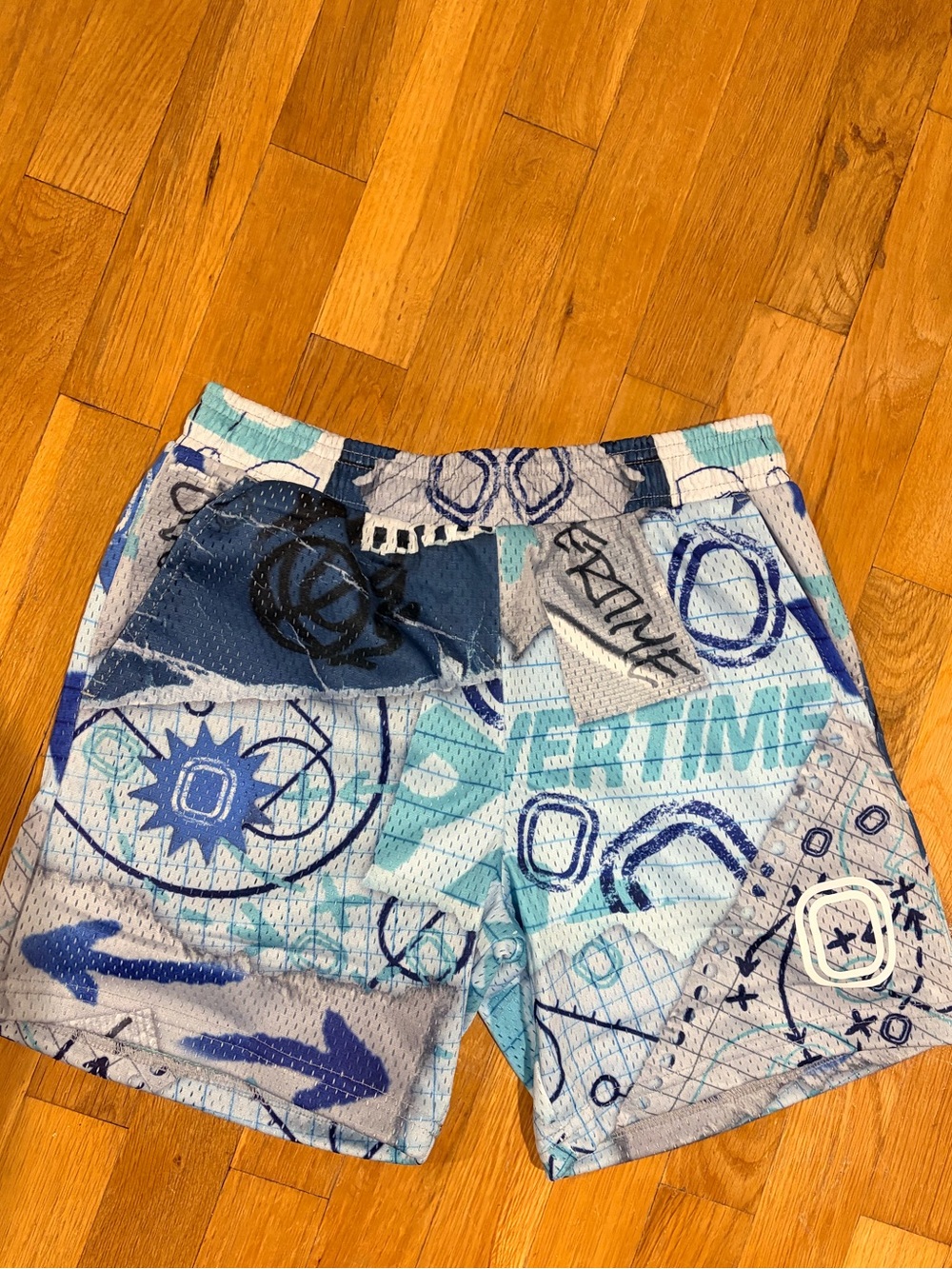 Overtime Kids Blue Patterned Shorts youth XL brand new